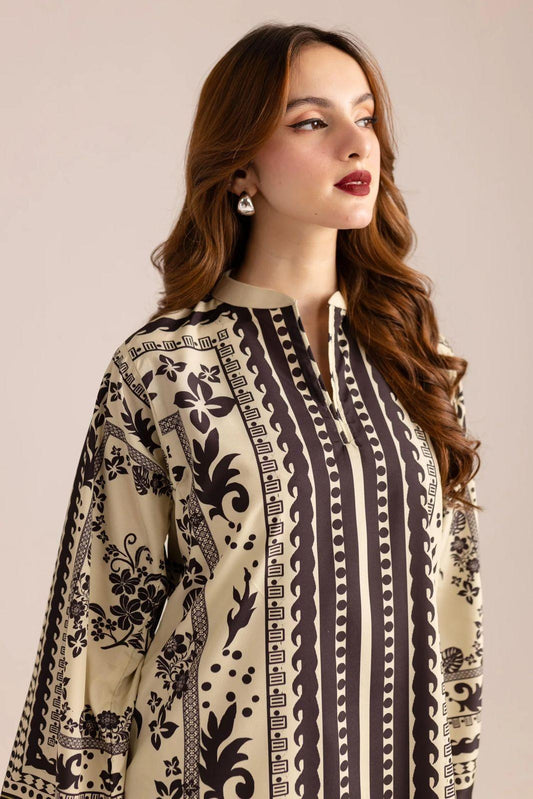 Stylish Printed Shirt and Trouser Set - 2 Pcs Women's Stitched Outfits