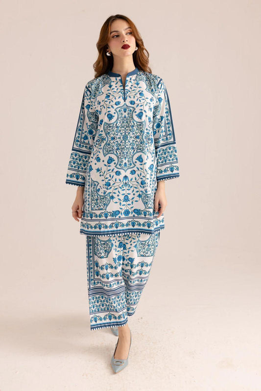 Printed Grip Silk Shirt And Trouser Set - 2 Pcs for Women