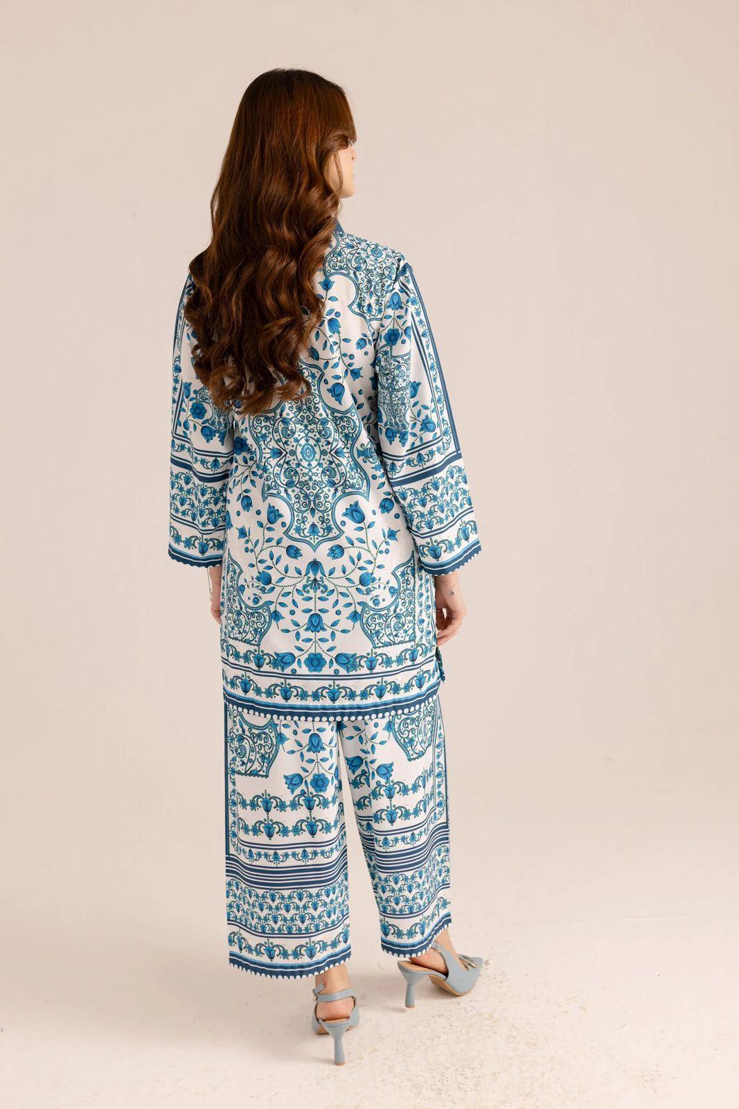 Printed Grip Silk Shirt And Trouser Set - 2 Pcs for Women