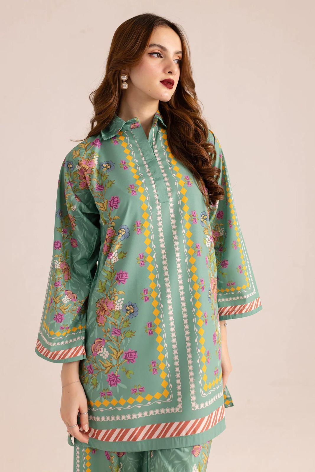 Stylish Women's Stitched Printed Shirt and Trouser Set - 2 Pcs